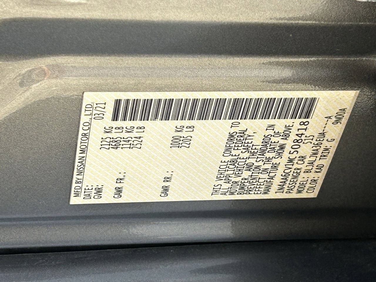 Certified 2021 Nissan Maxima 3.5 SV w/ Floor Mat Group image 35