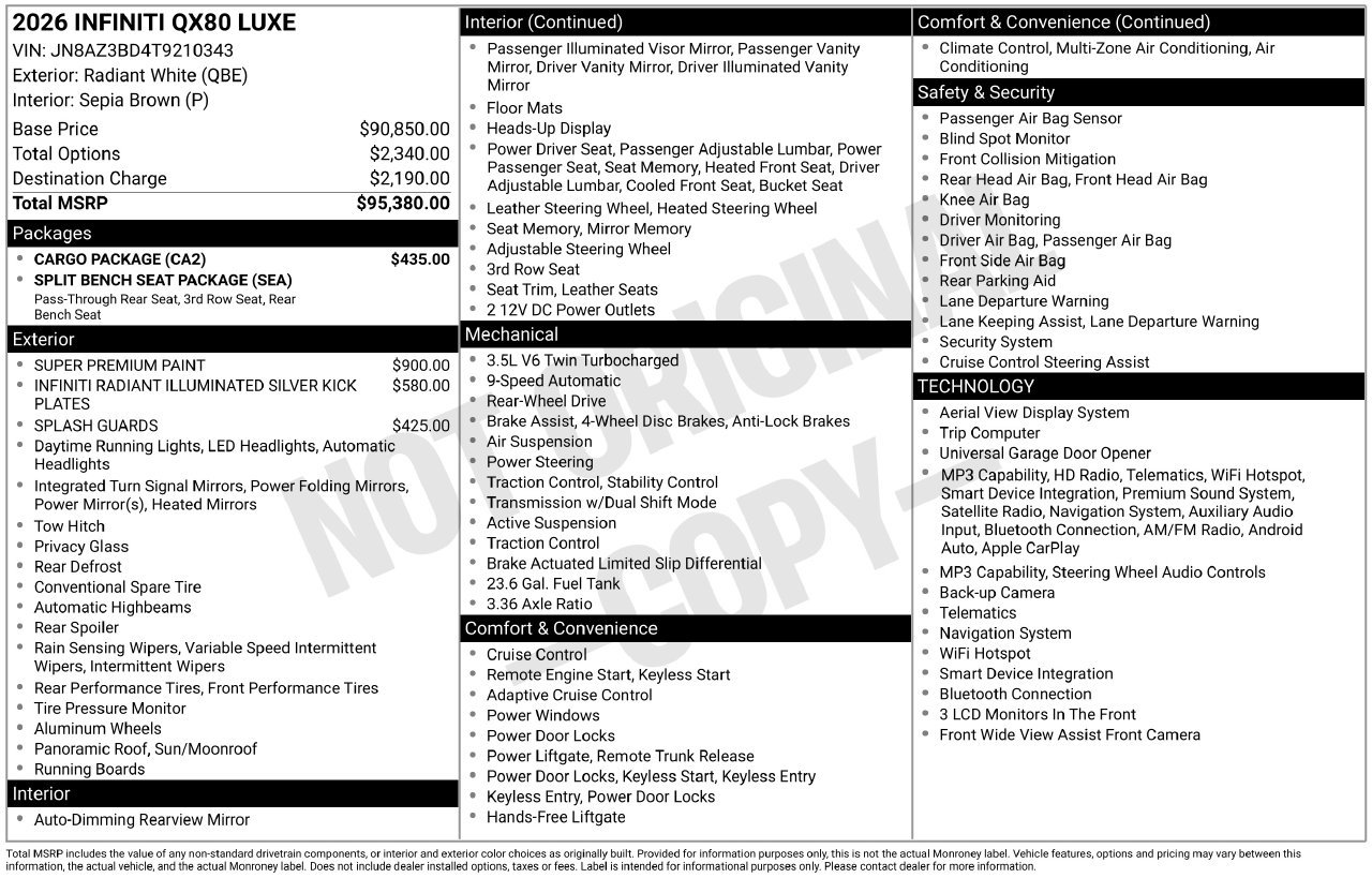 Certified 2026 INFINITI QX80 Luxe w/ Cargo Package RWD image 35