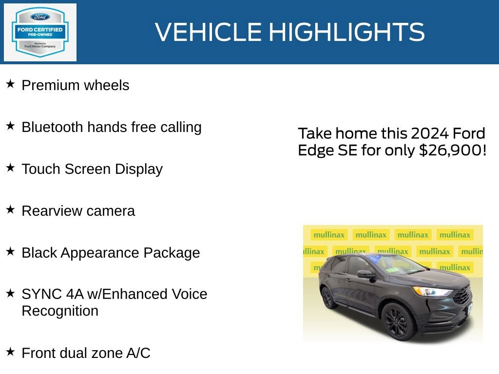 Certified 2024 Ford Edge SE w/ Black Appearance Package AWD/4WD image 22