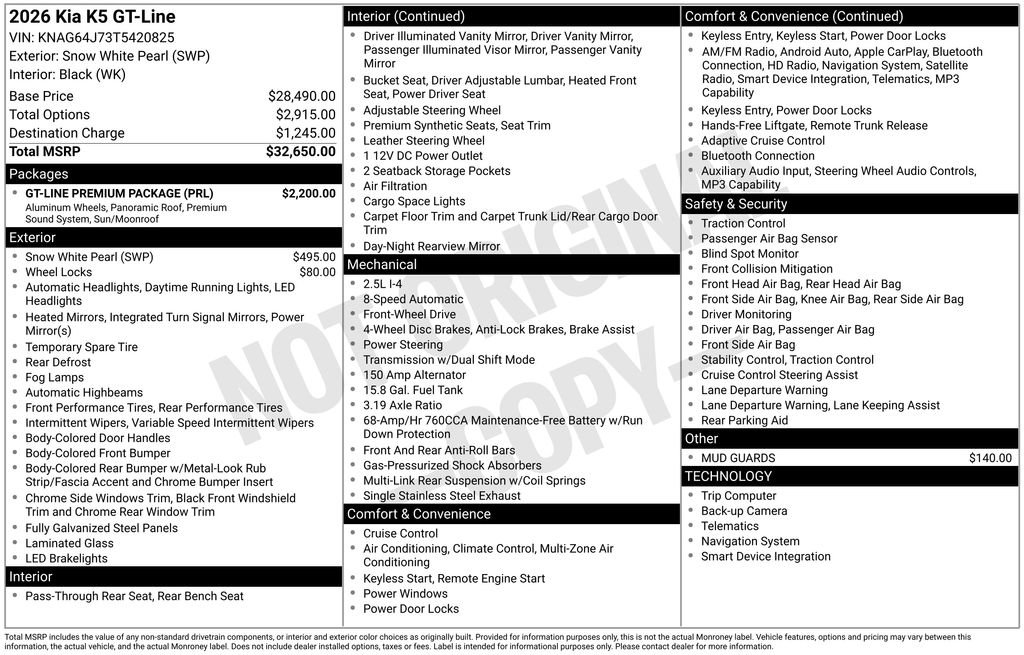 Used 2026 Kia K5 GT-Line w/ GT-Line Premium Package FWD image 36