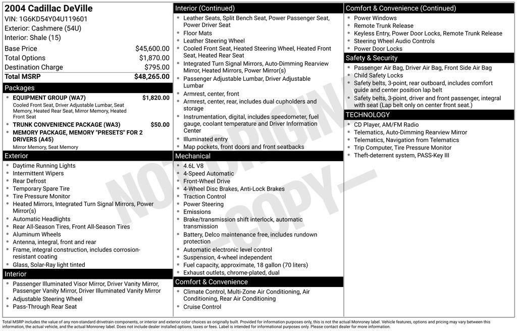 Used 2004 Cadillac De Ville w/ Equipment Group FWD image 5