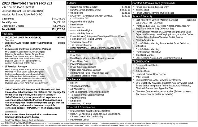 Certified 2023 Chevrolet Traverse RS w/ LPO, Floor Liner Package AWD/4WD image 11