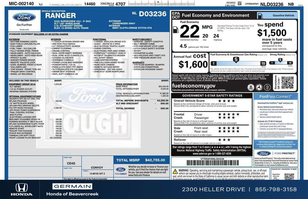 Used 2022 Ford Ranger XLT w/ Equipment Group 301A Mid AWD/4WD image 28