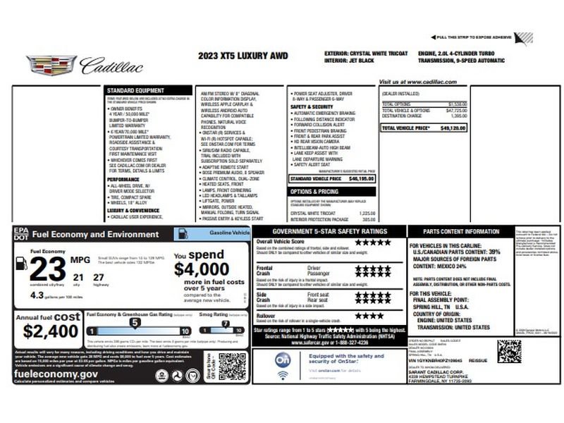 Certified 2023 Cadillac XT5 Luxury AWD/4WD image 9