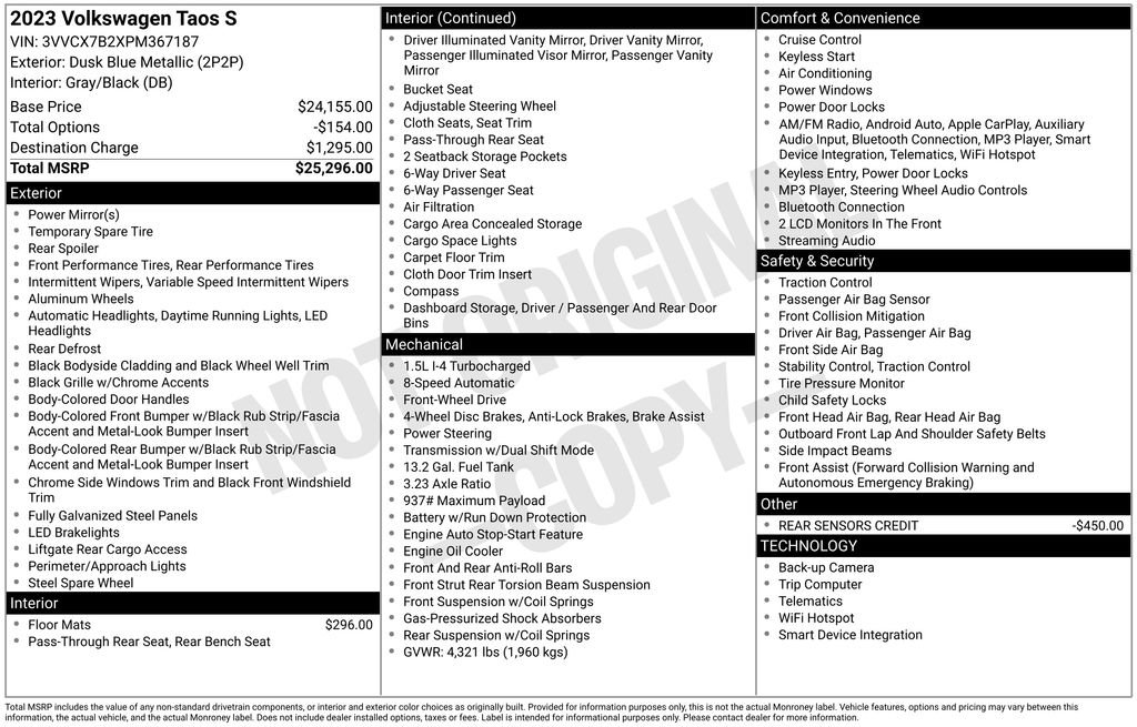 Used 2023 Volkswagen Taos S image 20