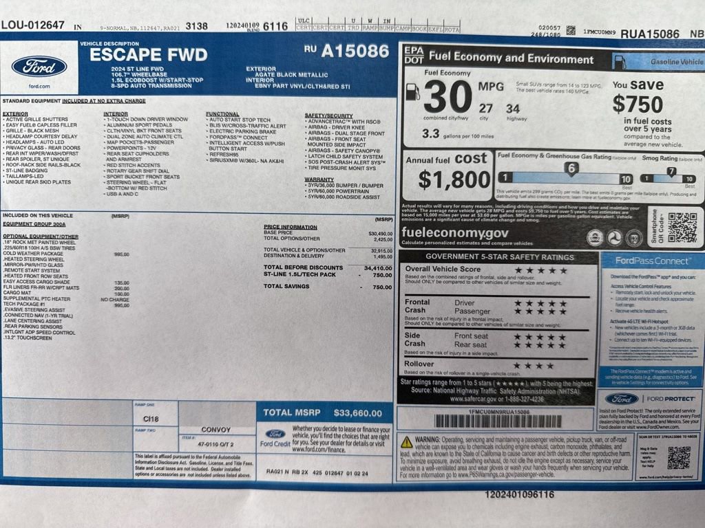 Used 2024 Ford Escape ST-Line w/ Tech Pack #1 FWD image 27