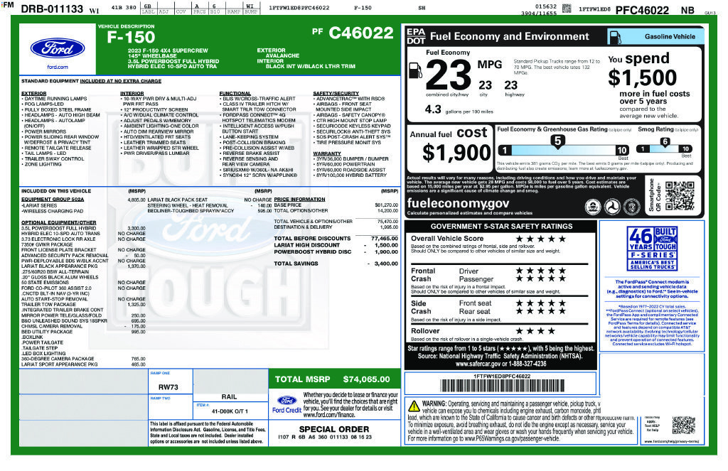 Certified 2023 Ford F150 Lariat w/ Equipment Group 502A High AWD/4WD image 42