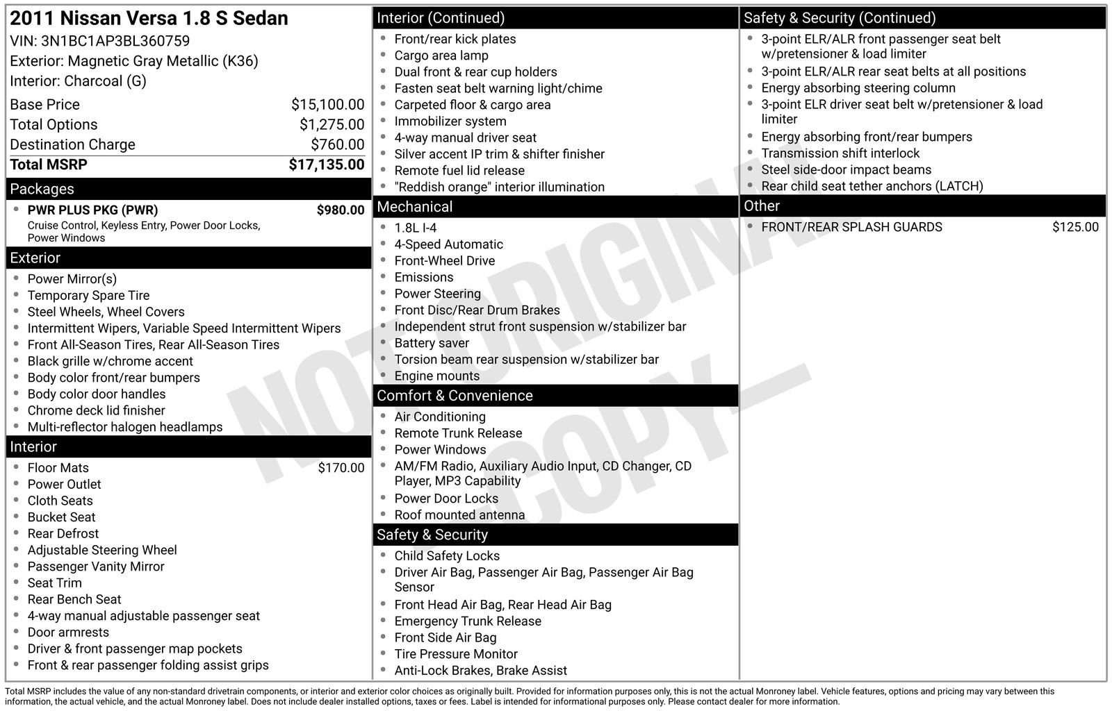 Used 2011 Nissan Versa 1.8 S w/ PWR Plus Pkg FWD image 2