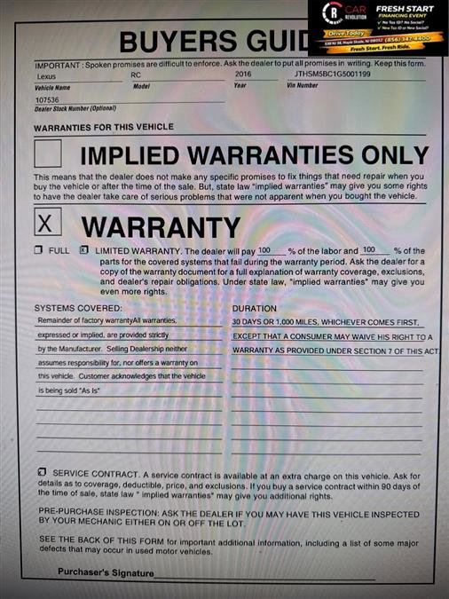 Used 2016 Lexus RC 300 AWD image 10