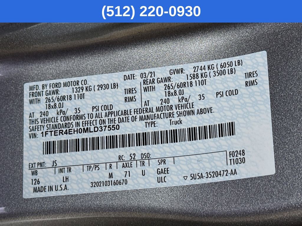 Used 2021 Ford Ranger XL w/ Equipment Group 101A High image 43