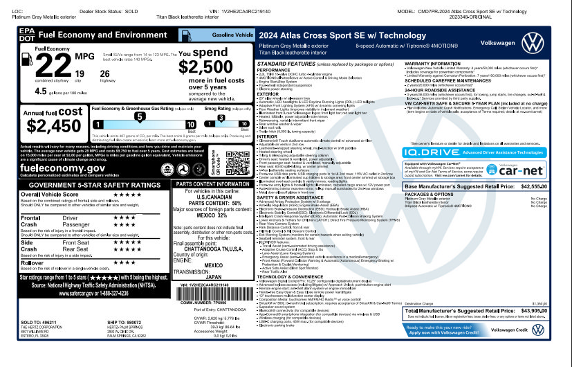 Used 2024 Volkswagen Atlas Cross Sport SE AWD/4WD image 5