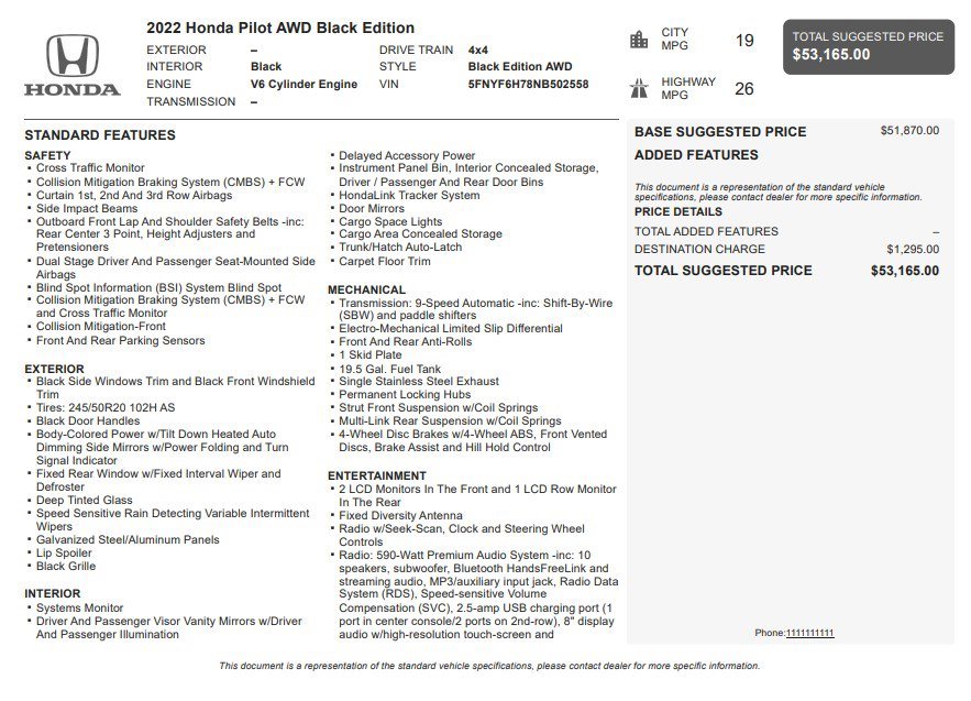 Used 2022 Honda Pilot Black Edition image 37