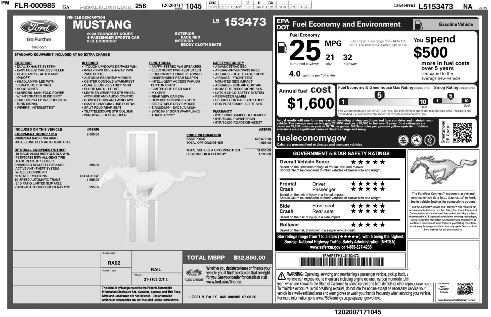 Used 2020 Ford Mustang Coupe w/ Equipment Group 101A image 42