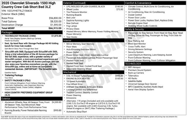 Certified 2020 Chevrolet Silverado 1500 High Country w/ Technology Package AWD/4WD image 2