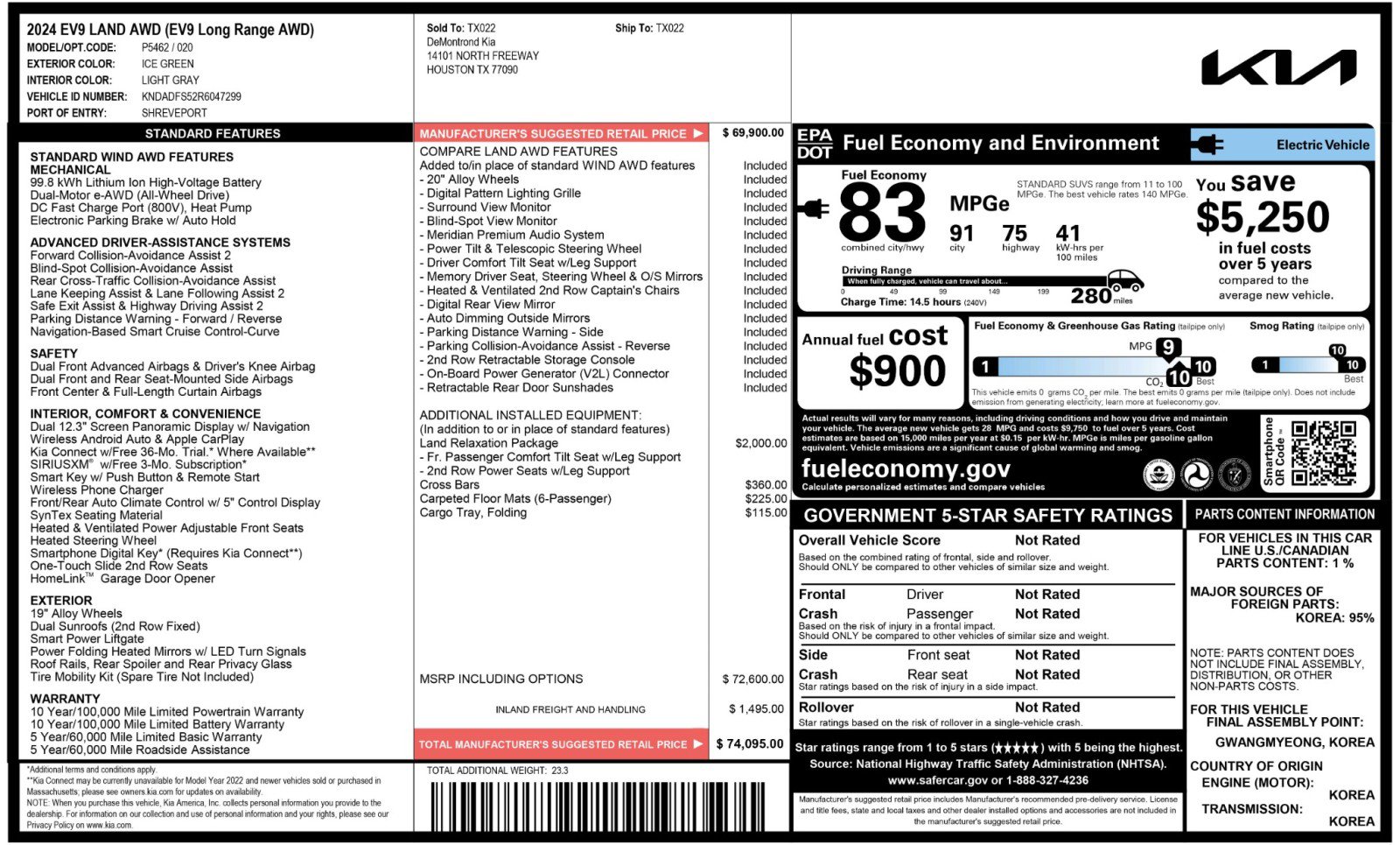 Used 2024 Kia EV9 Land image 62