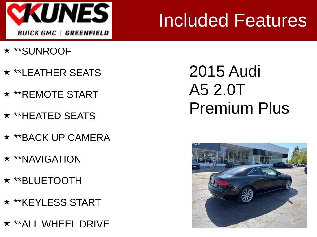 Used 2015 Audi A5 2.0T Premium Plus AWD/4WD image 2