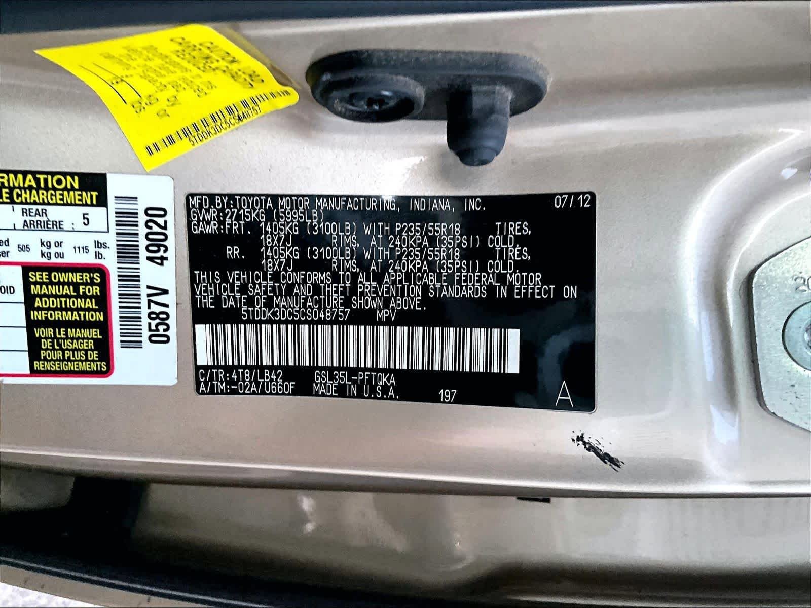 Used 2012 Toyota Sienna XLE w/ Entertainment Pkg AWD/4WD image 6