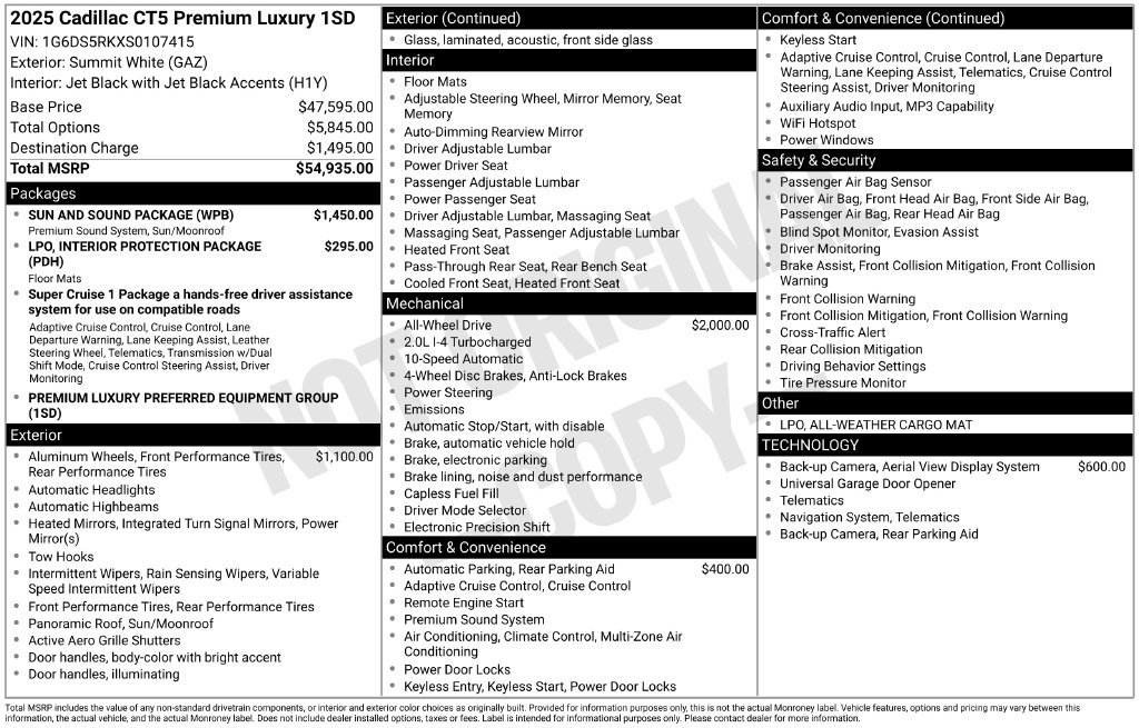Used 2025 Cadillac CT5 Premium Luxury w/ Sun And Sound Package AWD/4WD image 3