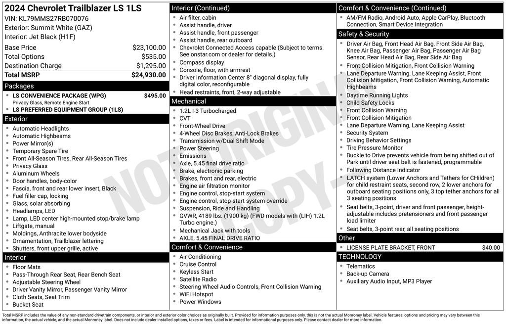 Used 2024 Chevrolet TrailBlazer LS w/ LS Convenience Package image 2