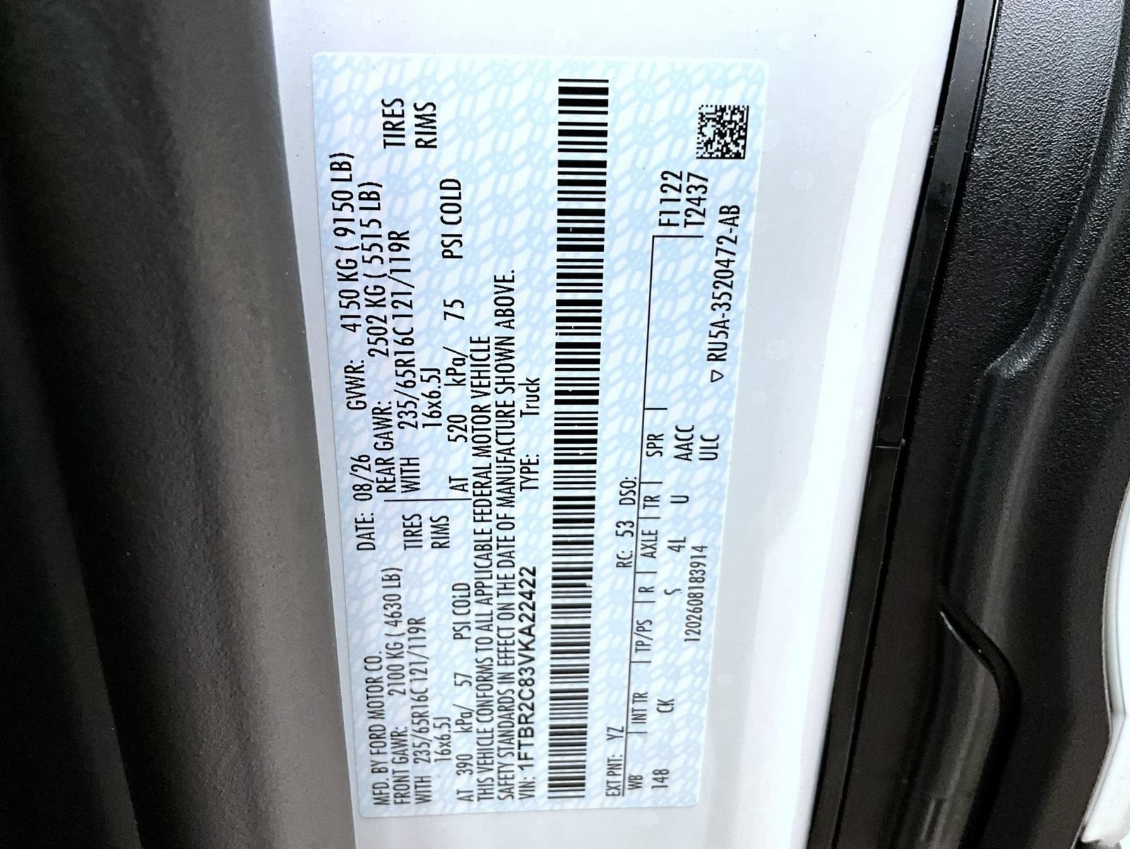 New 2027 Ford Transit 250 148 Medium Roof Extended AWD w/ Load Area Protection Package image 24