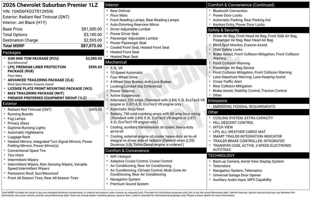 New 2026 Chevrolet Suburban Premier w/ Sun And Tow Package image 4