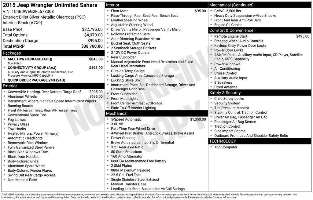 Used 2015 Jeep Wrangler Unlimited Sahara w/ Max Tow Package image 3