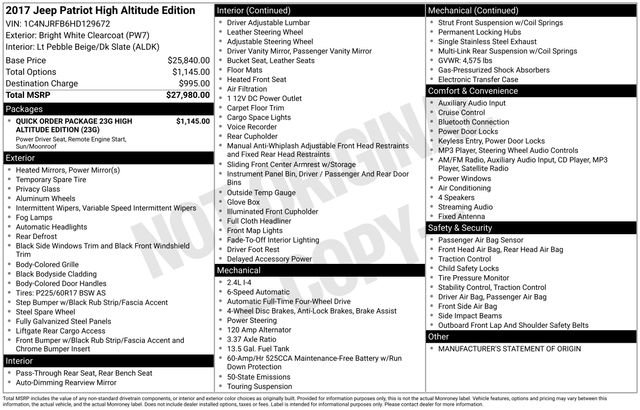 Certified 2017 Jeep Patriot High Altitude image 26