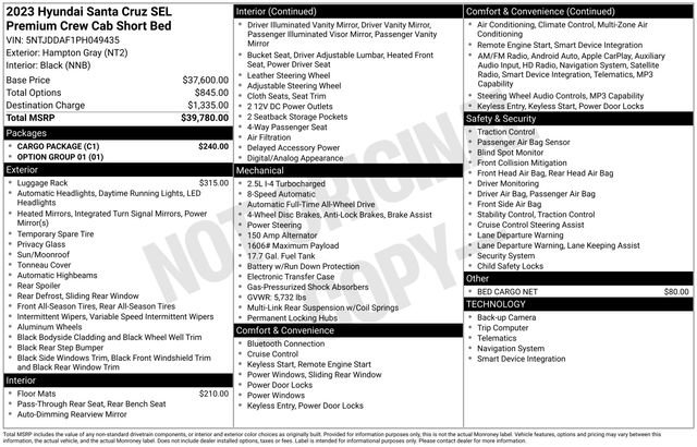 Used 2023 Hyundai Santa Cruz SEL Premium w/ Cargo Package AWD/4WD image 10