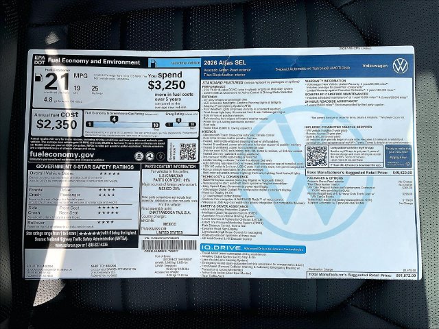 New 2026 Volkswagen Atlas SEL AWD/4WD image 12