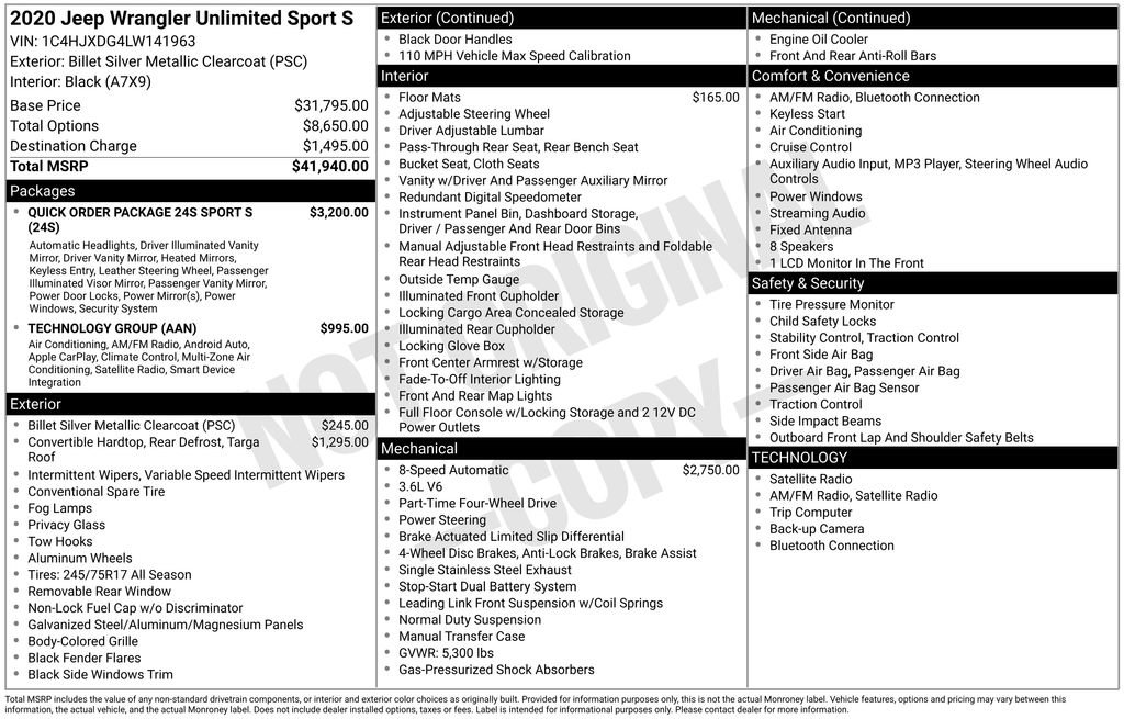 Certified 2020 Jeep Wrangler Unlimited Sport S image 42