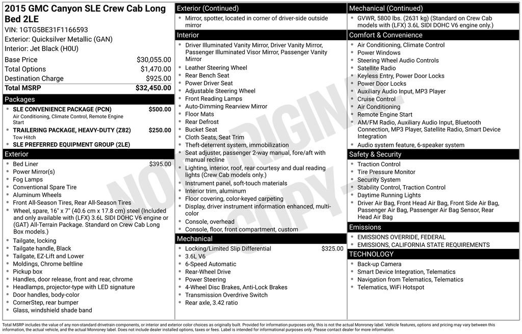 Used 2015 GMC Canyon SLE w/ SLE Convenience Package image 16