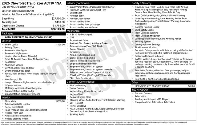 New 2026 Chevrolet TrailBlazer ACTIV FWD image 16