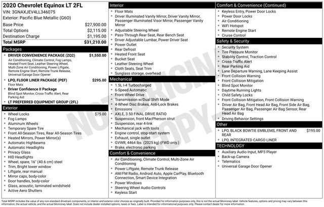 Used 2020 Chevrolet Equinox LT w/ Driver Convenience Package image 2