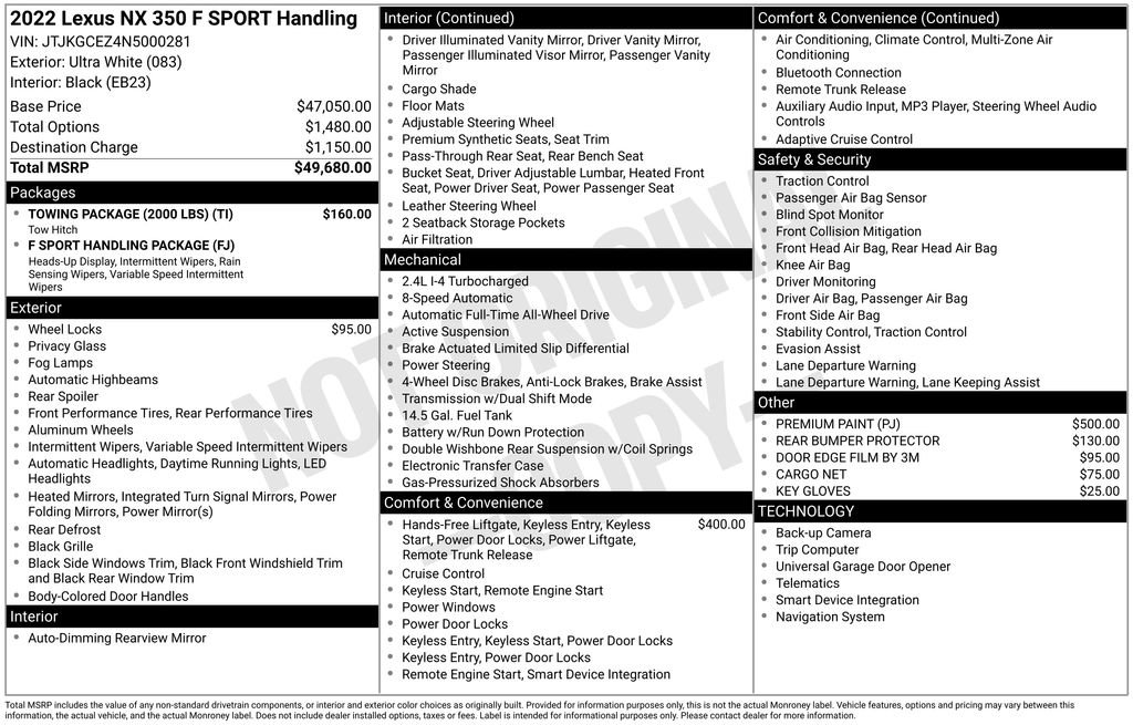 Used 2022 Lexus NX 350 F Sport w/ Towing Package (2000 Lbs) image 41