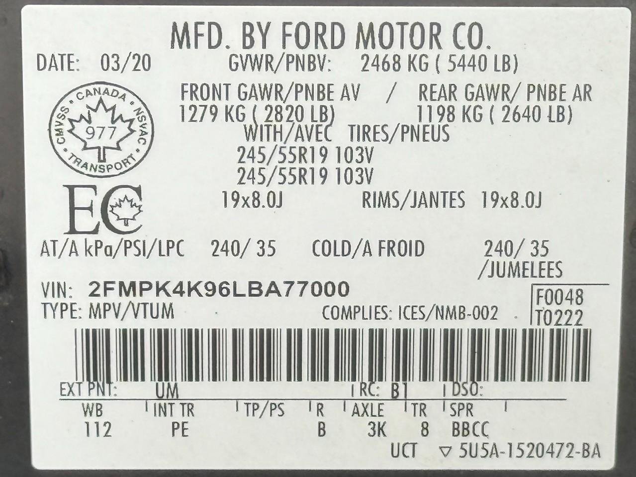 Used 2020 Ford Edge Titanium w/ Equipment Group 301A AWD/4WD image 44