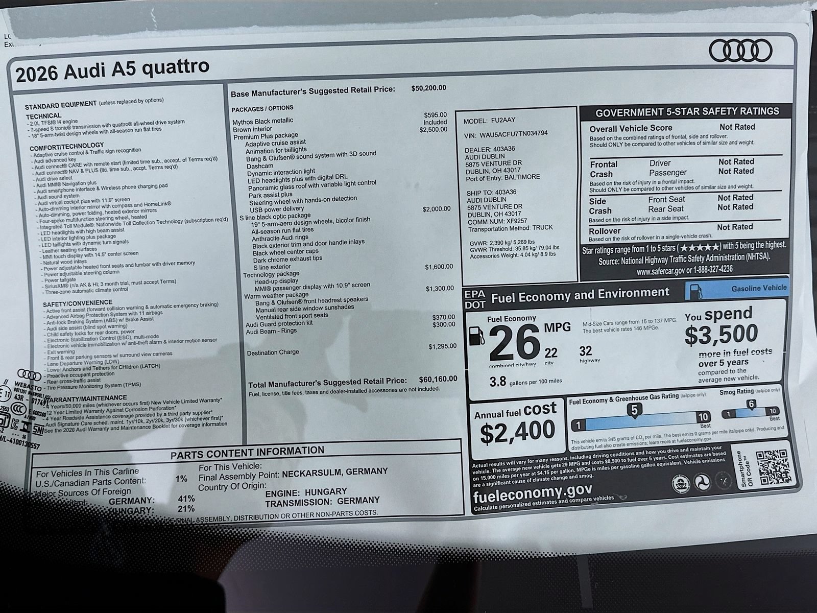 New 2026 Audi A5 2.0T Premium Plus AWD/4WD image 48