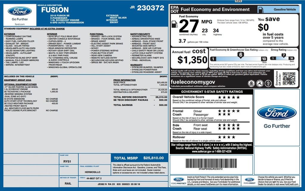 Used 2018 Ford Fusion SE w/ Fusion SE Technology Package FWD image 6