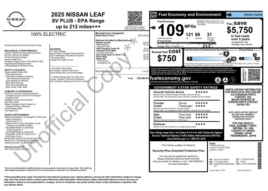 Used 2025 Nissan Leaf SV Plus FWD image 3