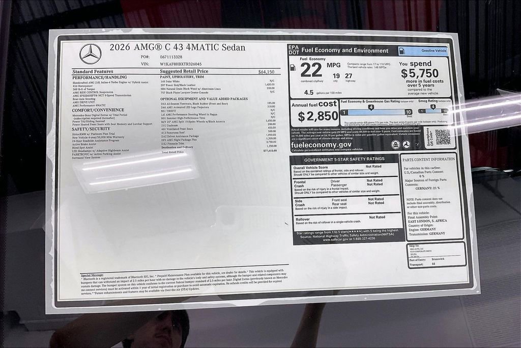 New 2026 Mercedes-Benz C 43 AMG 4MATIC Sedan image 38