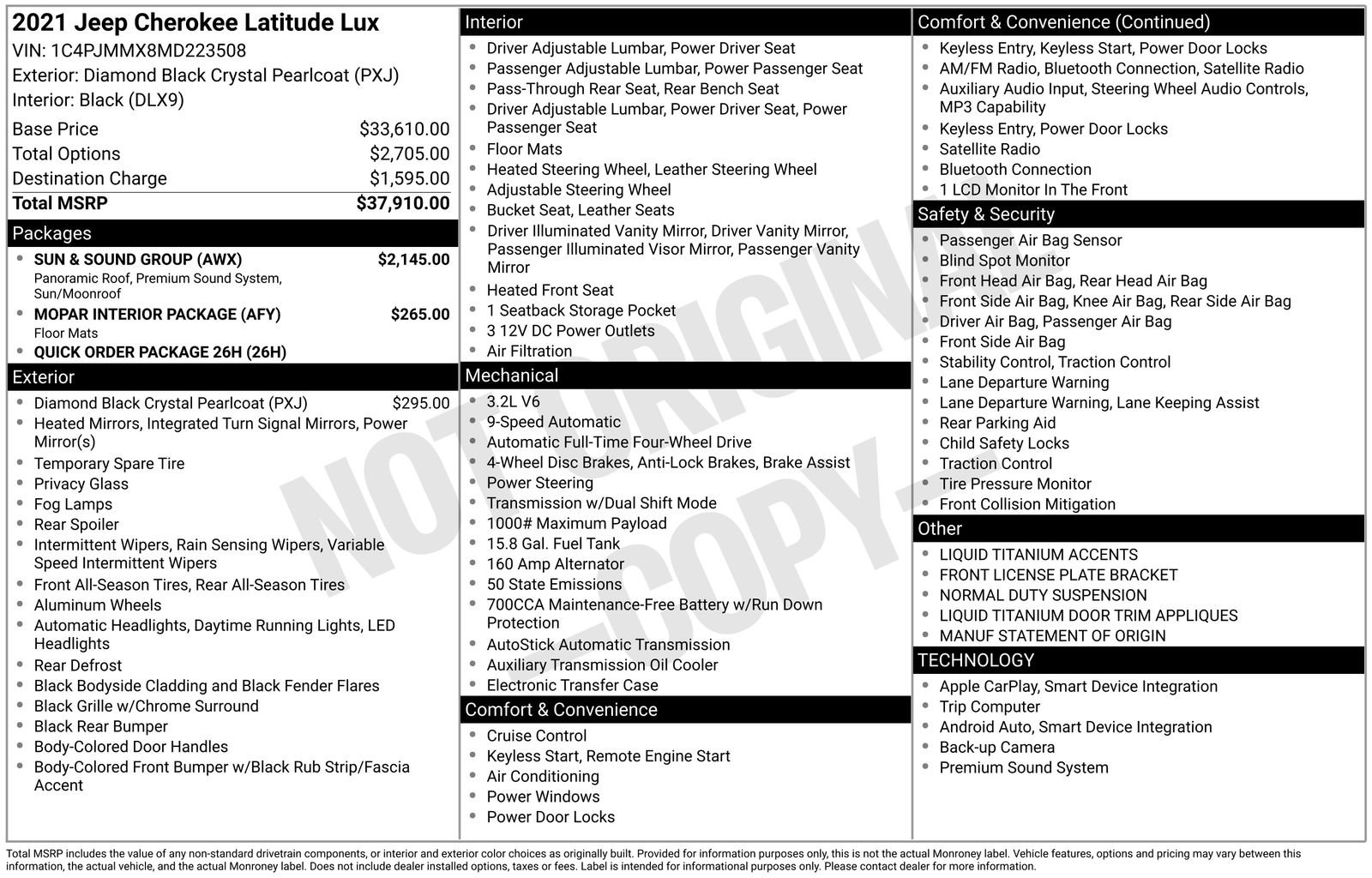 Certified 2021 Jeep Cherokee Latitude Lux w/ Sun & Sound Group image 36