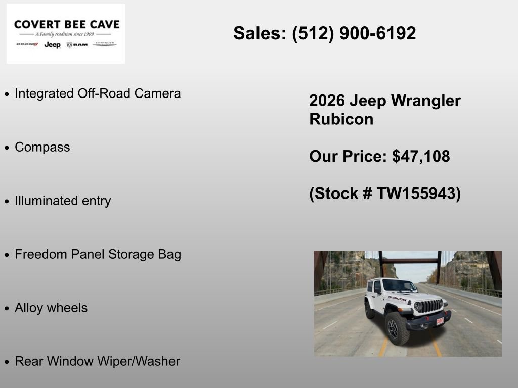 New 2026 Jeep Wrangler Rubicon w/ Technology Group AWD/4WD image 36