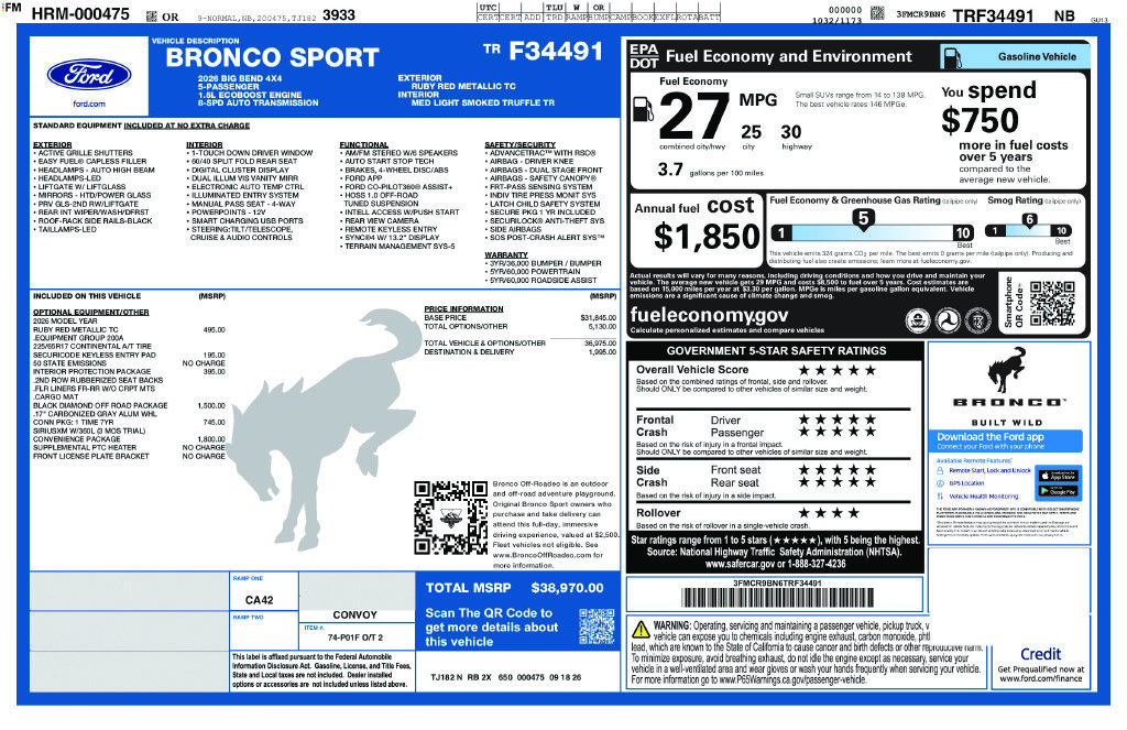 New 2026 Ford Bronco Sport Big Bend w/ Convenience Package AWD/4WD image 24