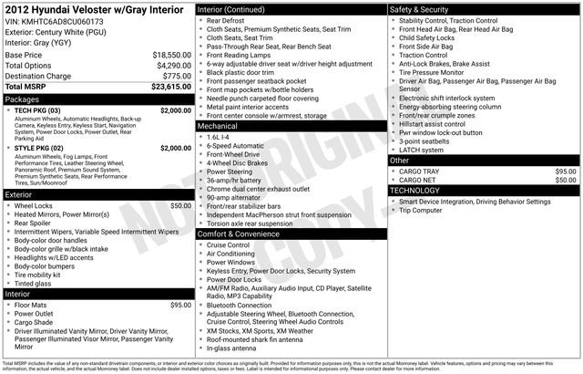 Used 2012 Hyundai Veloster w/ Style Pkg FWD image 13
