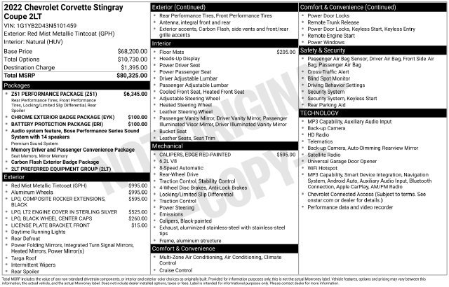 Used 2022 Chevrolet Corvette Stingray Preferred Cpe w/ Z51 Performance Package RWD image 29