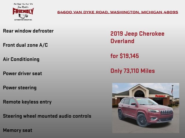 Used 2019 Jeep Cherokee Overland w/ Technology Group image 20