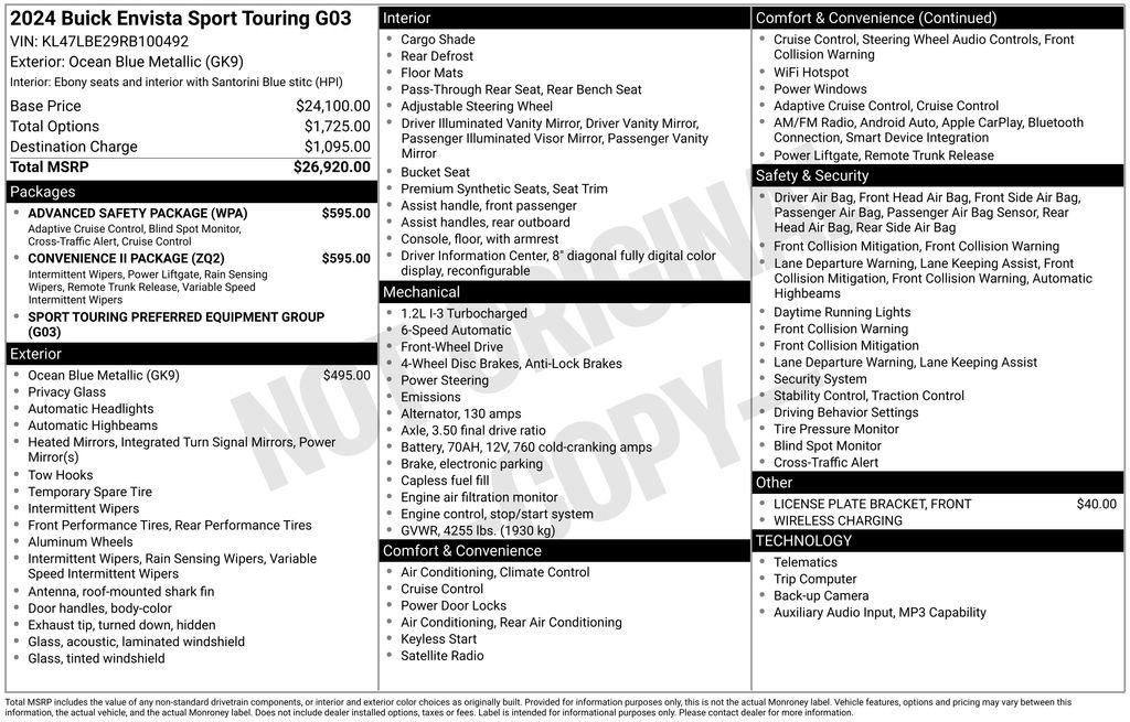 Used 2024 Buick Envista Sport Touring w/ Convenience II Package image 31