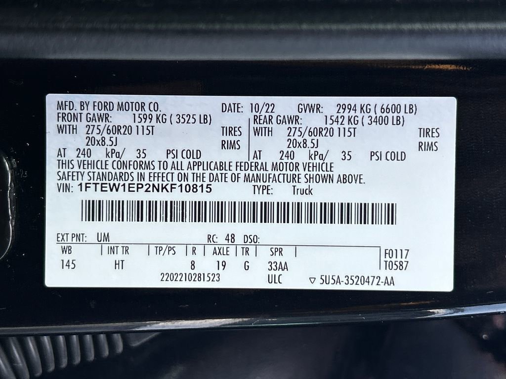 Used 2022 Ford F150 Lariat w/ Equipment Group 502A High AWD/4WD image 29