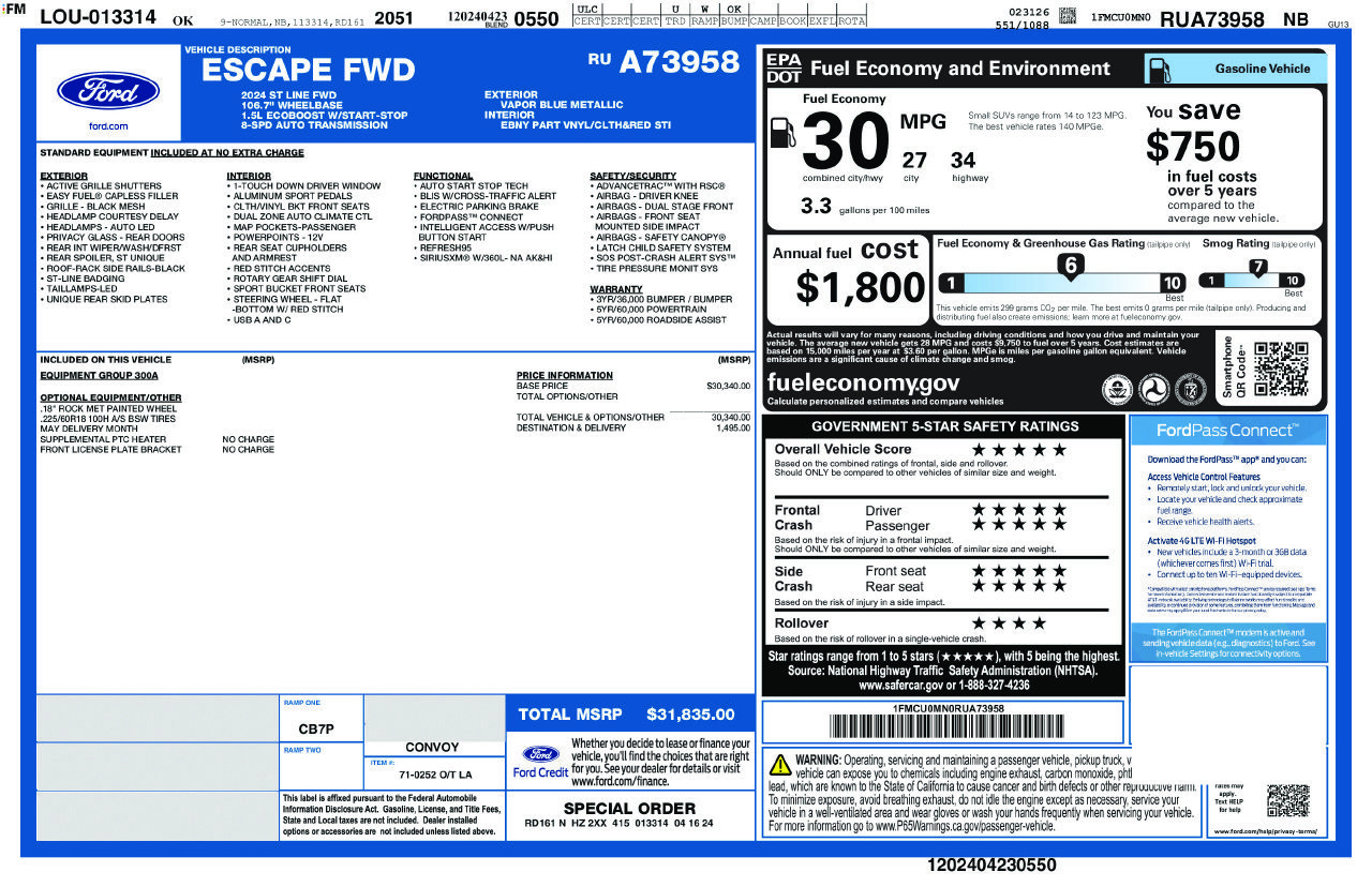 Used 2024 Ford Escape ST-Line FWD image 36