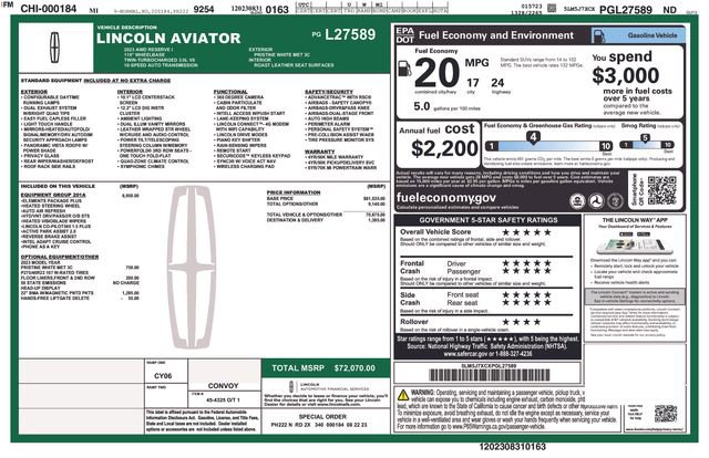 Certified 2023 Lincoln Aviator Reserve w/ Equipment Group 201A image 35