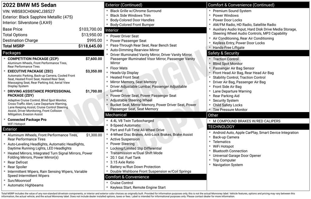 Used 2022 BMW M5 w/ Competition Package image 10